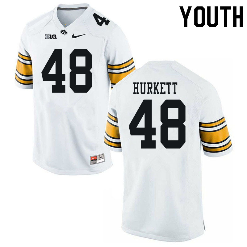 Youth #48 Ethan Hurkett Iowa Hawkeyes College Football Jerseys Sale-White - Click Image to Close